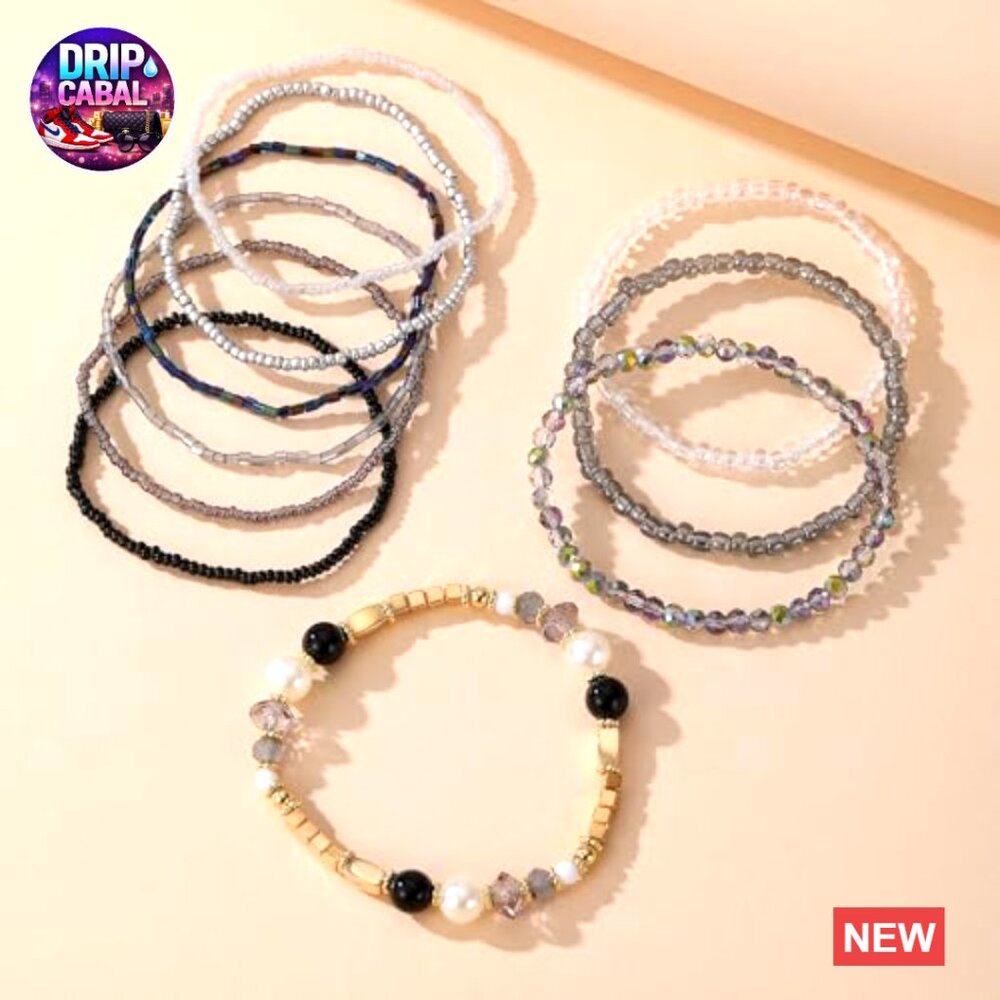 Boho Beaded Bracelet Stack Stretch Elastic Trendy… - image 3